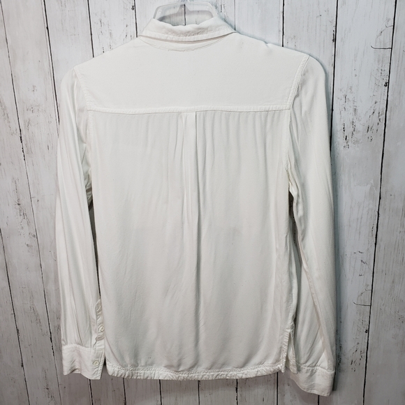 RVCA Women's White Button Down Collared Shirt Blouse Long Sleeve Top Size Medium - Picture 7 of 8